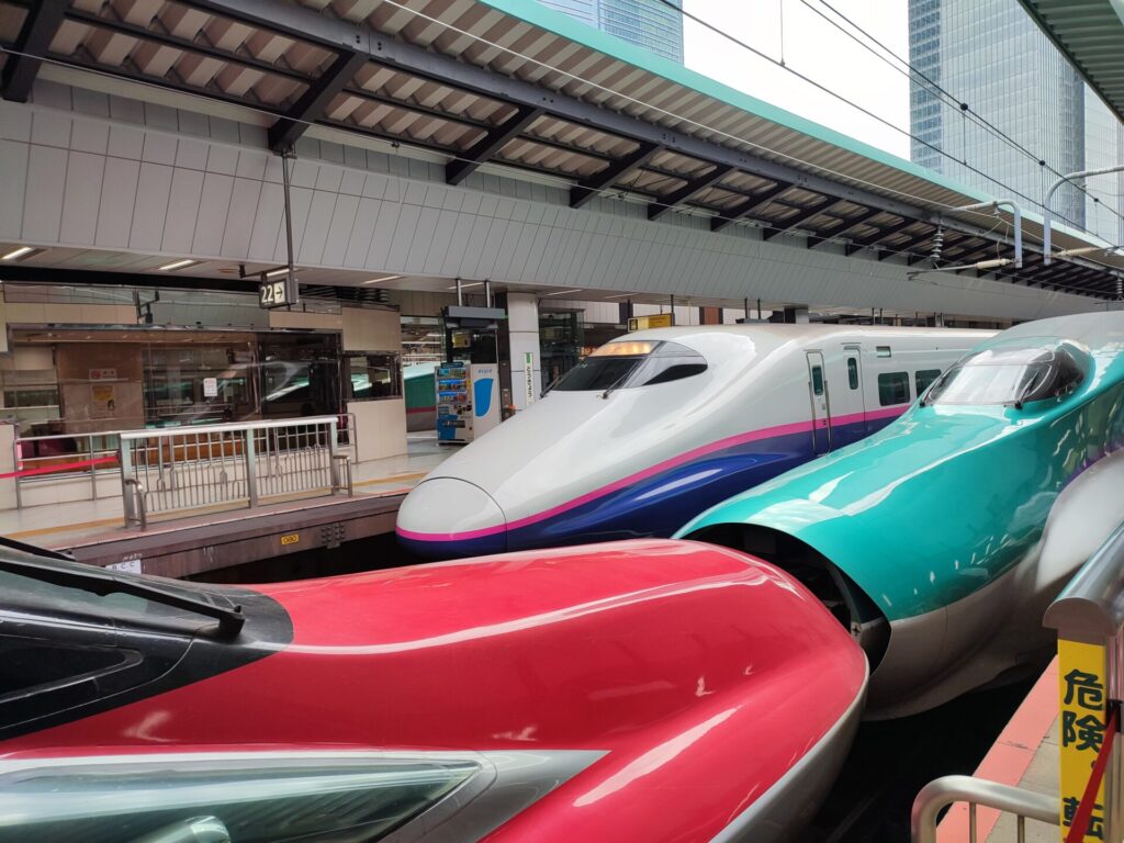 東京駅で新幹線を見学したときのはやぶさとこまちの連結を撮影した写真