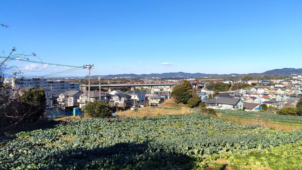 潮風スポーツ公園近くの京急線を眺めることができる場所を撮影した写真