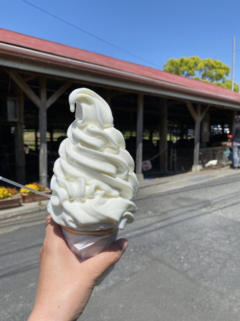 長坂公園の近くにあるよこすか関口牧場で食べられるソフトクリームを撮影した写真