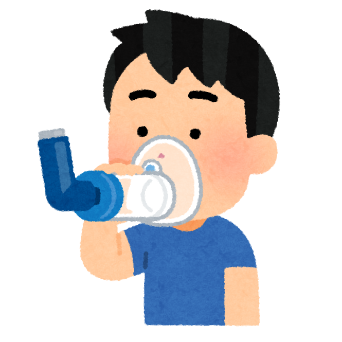 吸入器を利用している子供のイラスト